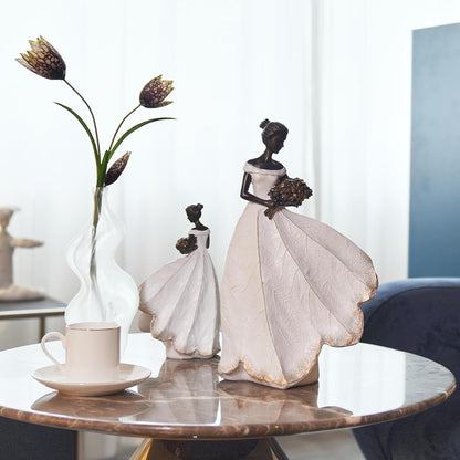 Guichifun Fairy Statue Collection Home Decoration - White Leaf Angel Girls Resin Home Decor for