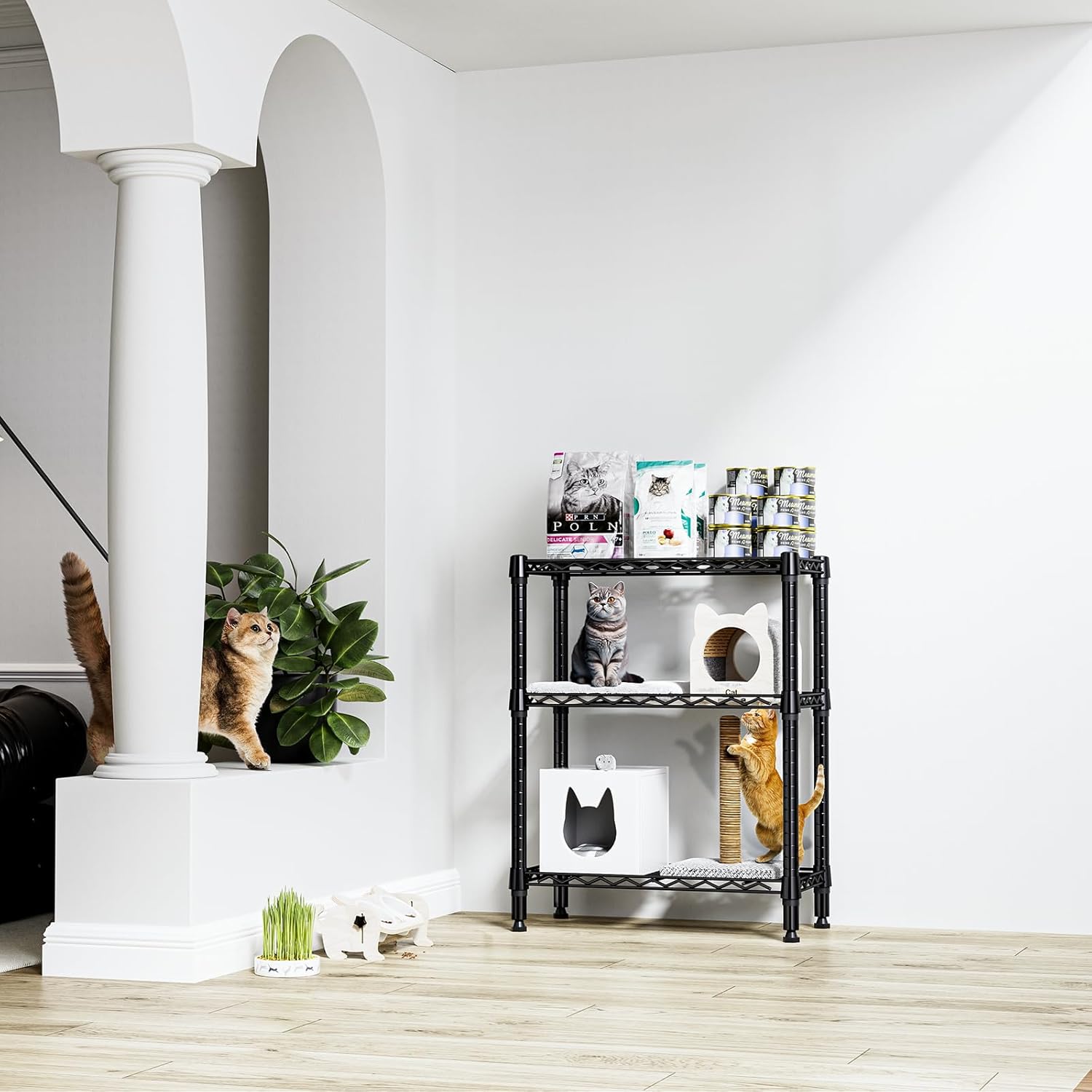 750 lbs 3 Tier Shelf Metal Storage Shelves Wire Rack Closet Organizers for Garage Kitchen Bathroom