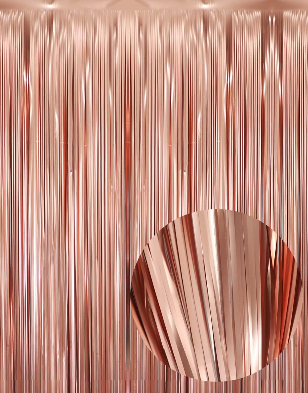 GOER 6.4 ft x 8.2 ft Metallic Tinsel Foil Fringe Curtains,Pack of 2 Party Streamer Backdrop for