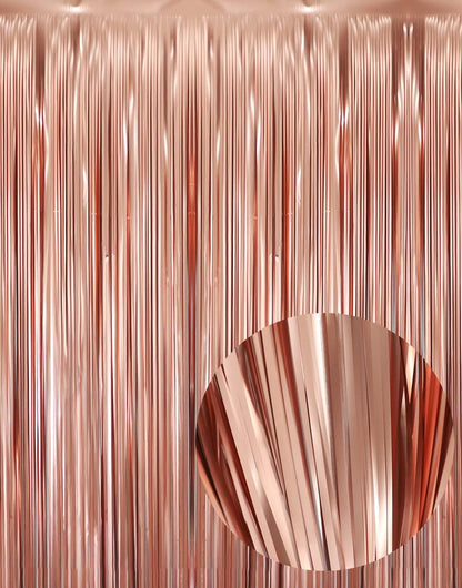 GOER 3.2 ft x 8.2 ft Metallic Tinsel Foil Fringe Curtains Party Photo Backdrop Party Streamers for
