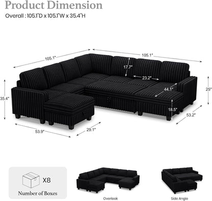 Belffin Oversized Sofa Bed Modular Sectional Sleeper Sofa with Pull Out Bed L Shaped Couch with