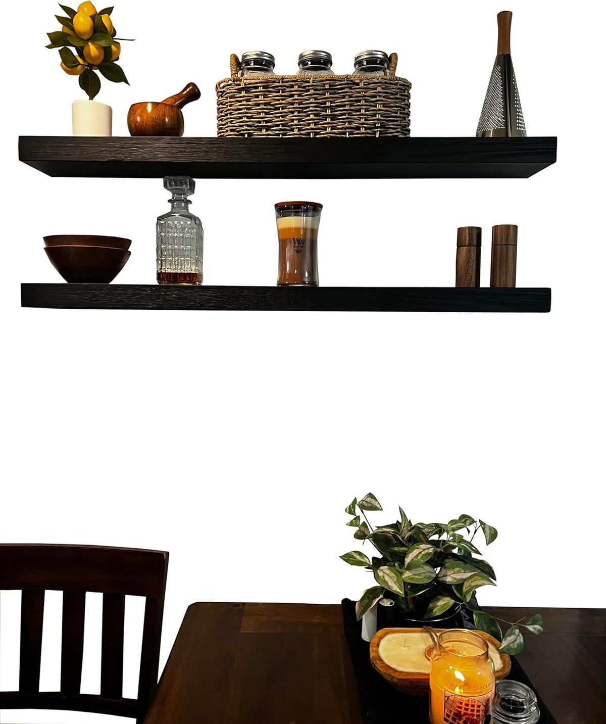 Joel's Antiques 48 Inch Wooden Floating Shelves for Wall - 48x8x2 in - Made of Natural Wood - Long