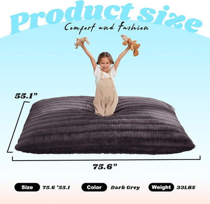 Hobestluk 3 in 1 Bean Bag Chair Giant Bean Bag Chairs for Adults with Ripple Cover Convertible Bean