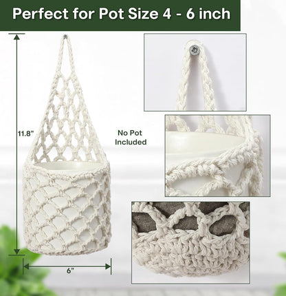 4PK Wall Planters for Indoor Plants, Macrame Plant Hanger | Wall Planter, Plant Hanger, Hanging