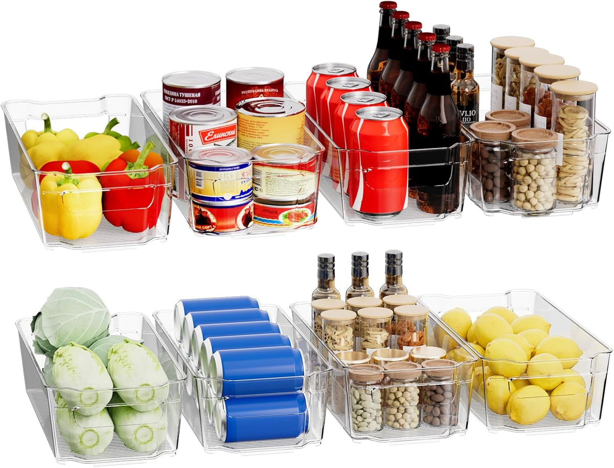 Clear Fridge Organizer, Refrigerator Organizer Bins with Handle, Freezer, Kitchen Cabinet, Pantry