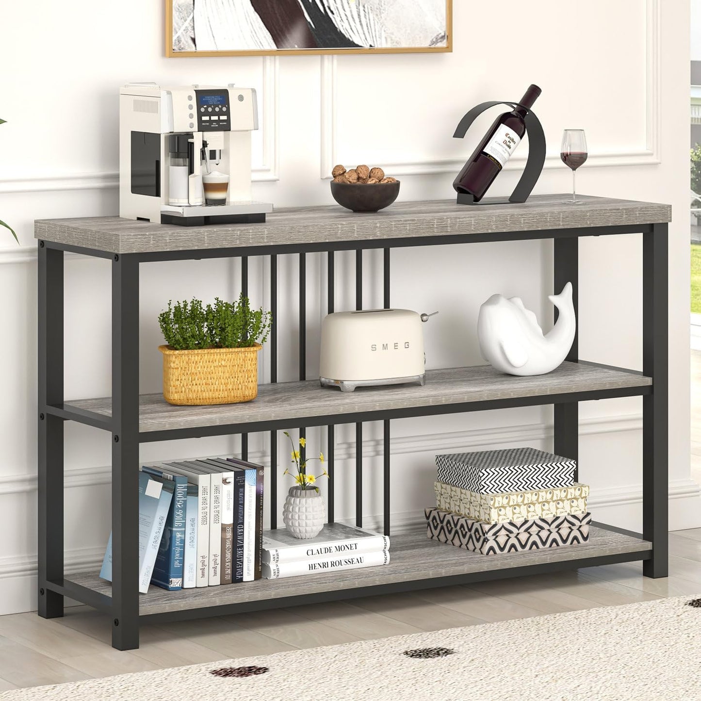 FOLUBAN Console Tables for Entryway, Sofa Table with 3 Tier Storage for Living Room Hallway Foyer