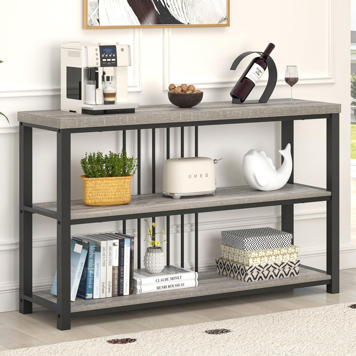 FOLUBAN Console Tables for Entryway, Sofa Table with 3 Tier Storage for Living Room Hallway Foyer