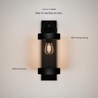 Wall Light Outdoor Lantern with Dusk to Dawn Sensor E26 Bulb (Not Include) Wall Mount Hang Lamp
