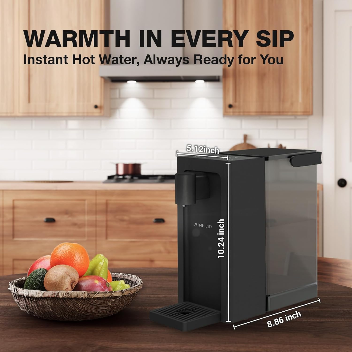 AIRHOP Instant Hot Water Dispenser, Quick Heating Countertop Water Dispenser with Child Locks