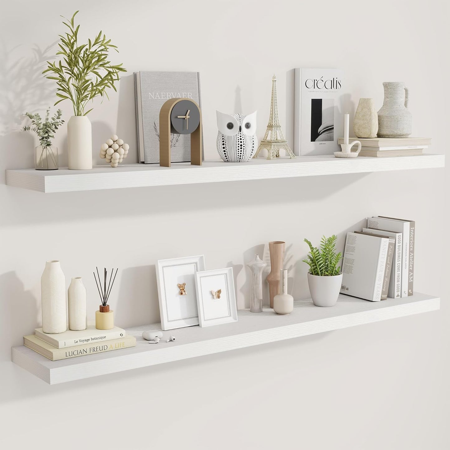 Fun Memories 55 Inch Fireplace Mantel Shelf -Long Floating Shelves, Deep Wall Mounted Farmhouse