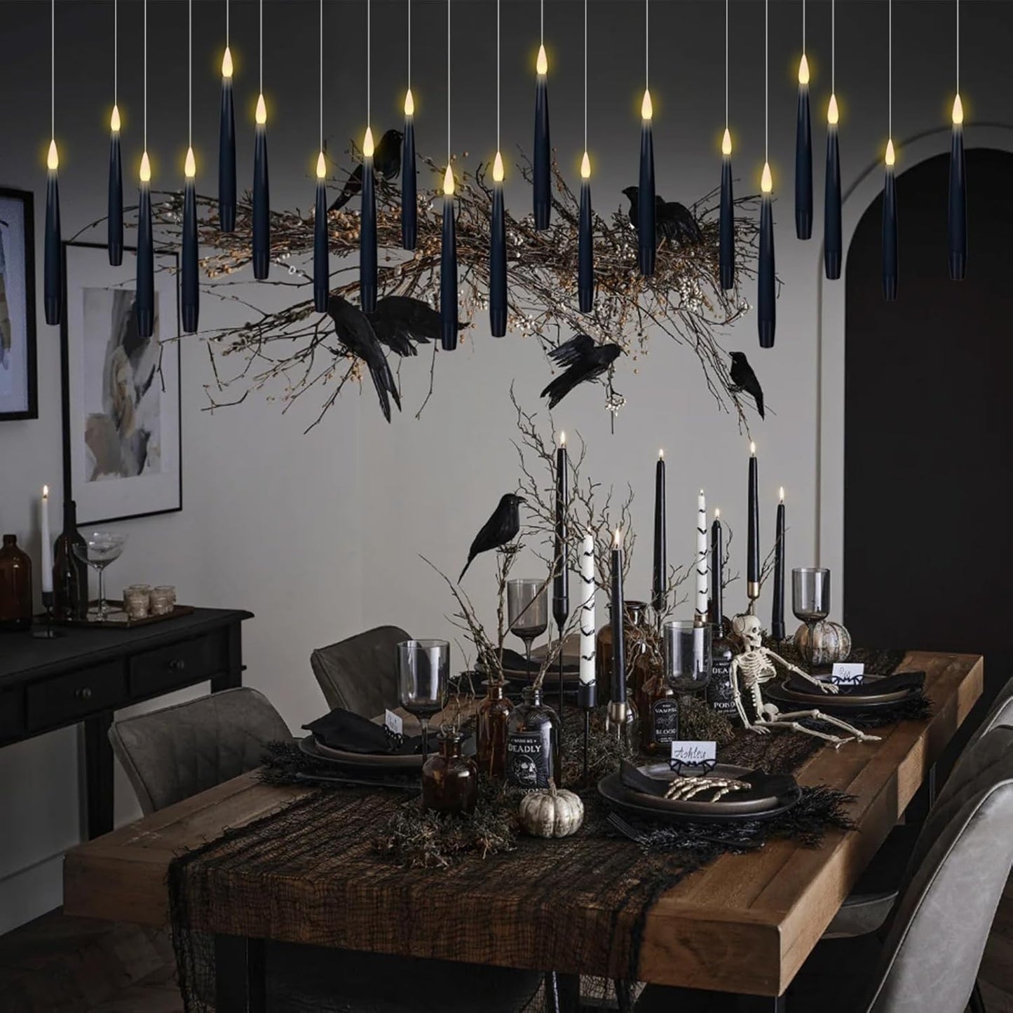GenSwin 22pcs Flameless Floating Candle with Magic Wand Remote Timer, Battery Operated Hanging