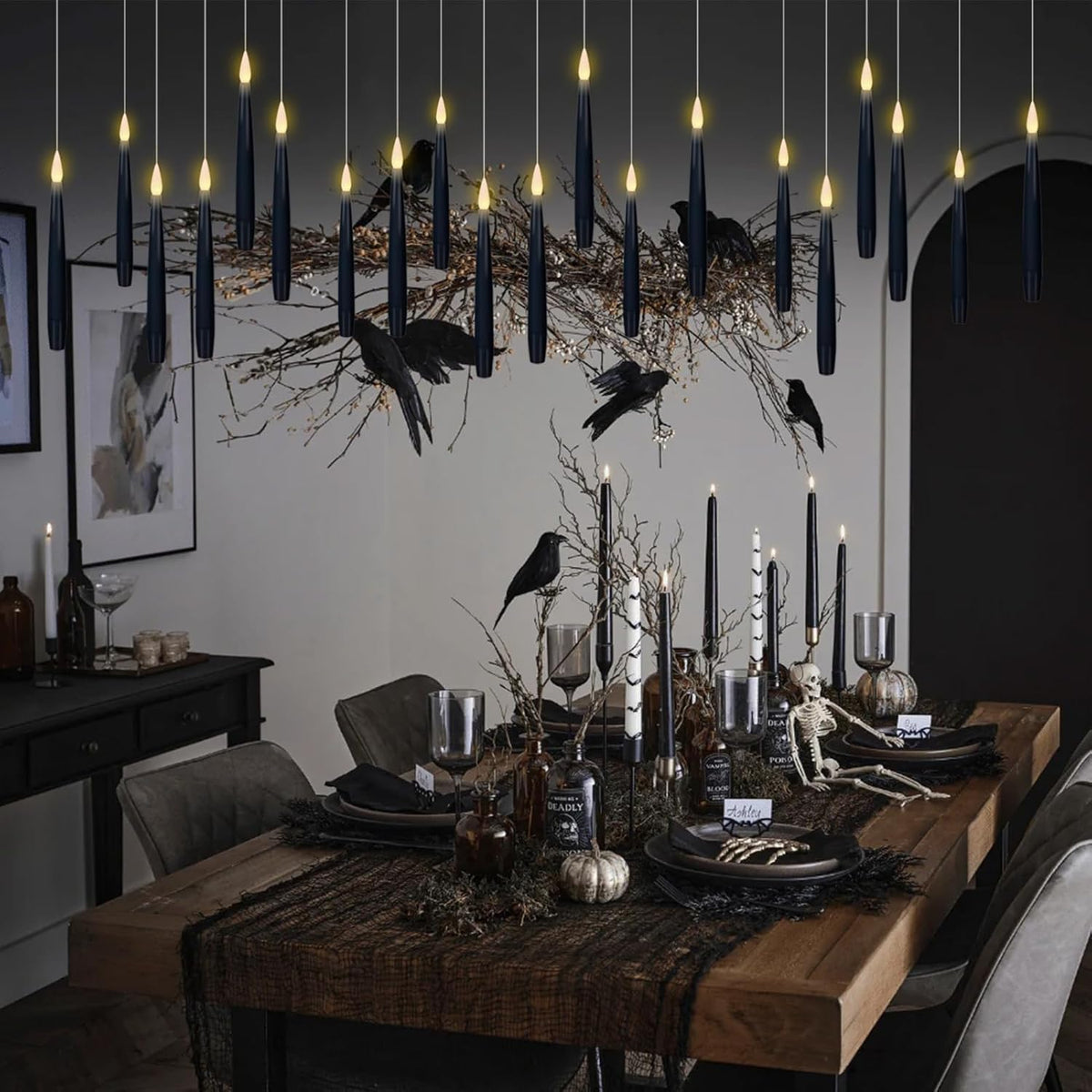 GenSwin 22pcs Flameless Floating Candle with Magic Wand Remote Timer, Battery Operated Hanging