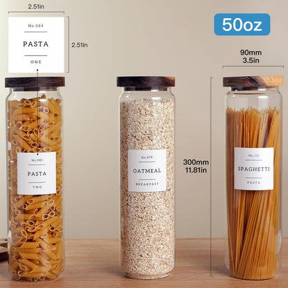 3 Set Glass Pantry Storage Jars with Acacia Airtight Lid - 50oz Thicken Glass Kitchen Canisters