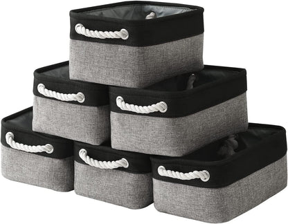 TheWarmHome Storage Basket for Organizing - 12x8x5.2 inch Small 6 Pack Collapsible Storage Bin for