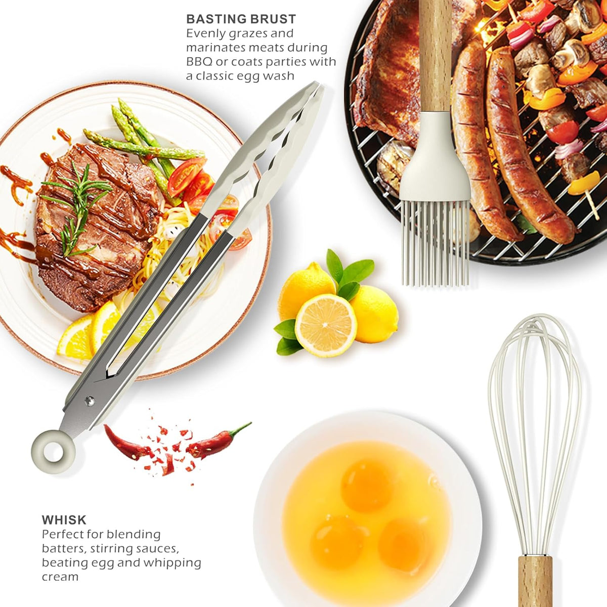 Silicone Cooking Utensils Set - 446°F Heat Resistant Silicone Kitchen Utensils for Cooking,Kitchen
