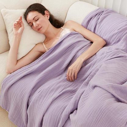 EMME Cotton Twin Blanket for Couch Soft Airy Muslin Bed Blankets Lightweight Breathable All Season
