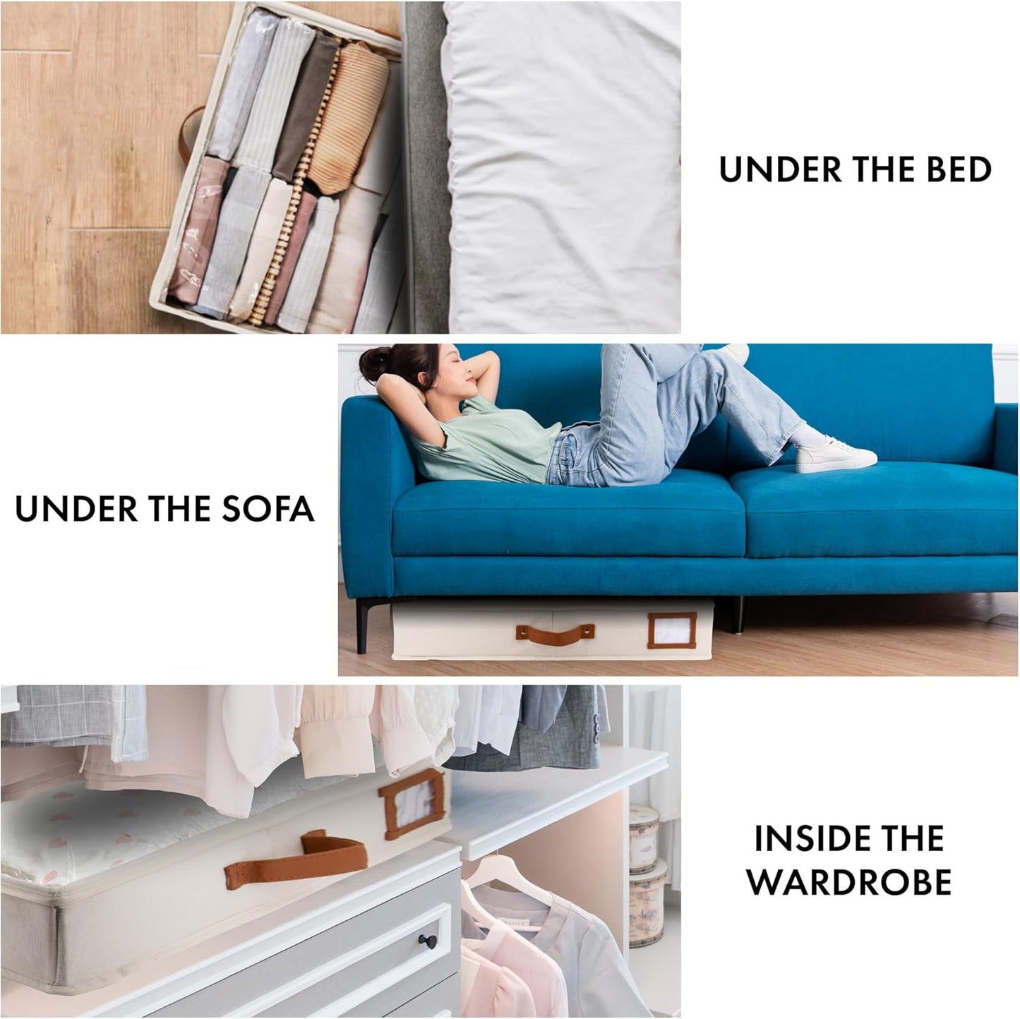 HOMELUX THEORY 2pc Under Bed Storage Containers, Bedroom Under the Bed Drawer Storage Organizer