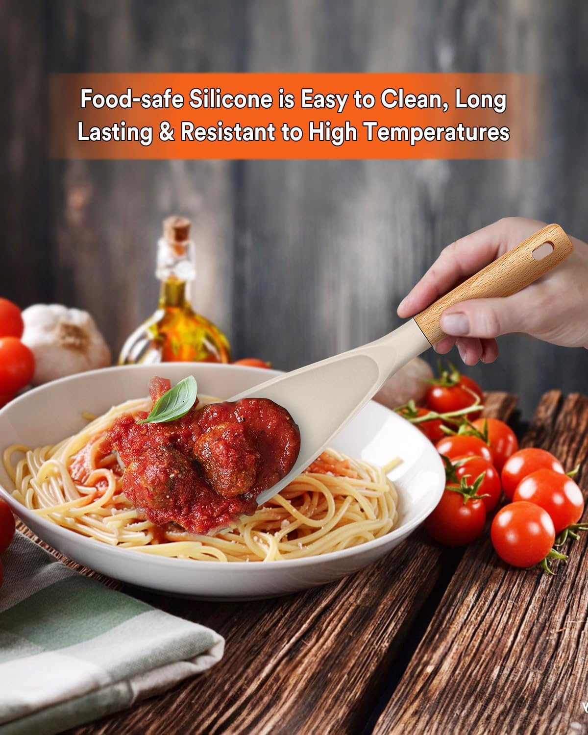 Cooking Spoon for Nonstick Cookwares, Great for Cooking and Serving Sturdy BPA-Free Matte Silicone