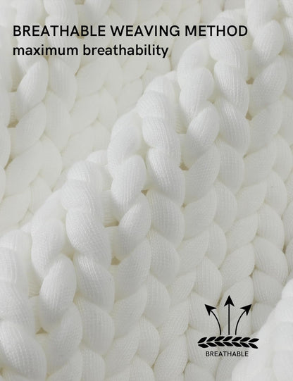 YnM Chunky Throw Blanket, Medium-Weight, Hand Knitted, Skin Friendly, Ventilated and Breathable
