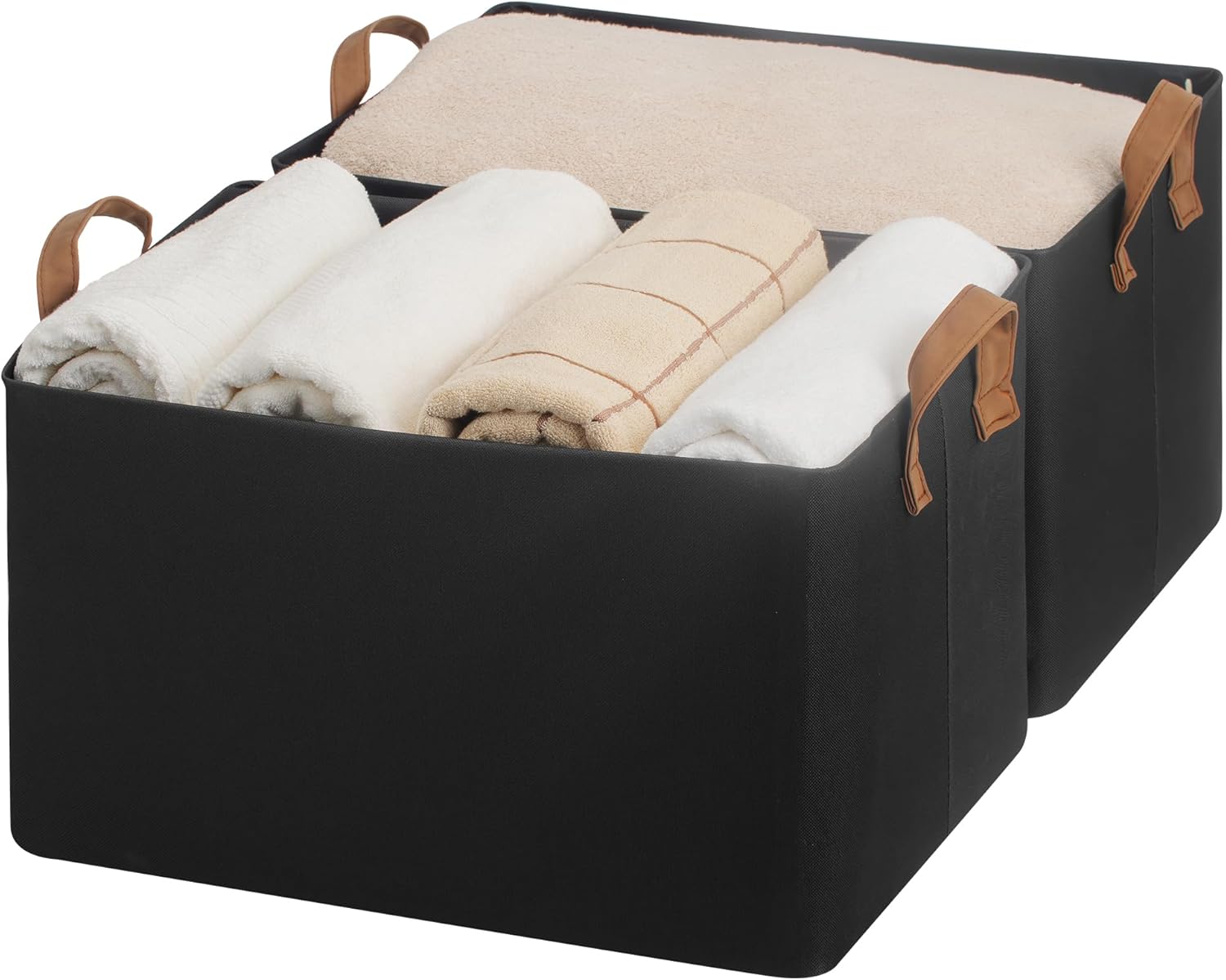 StorageWorks Storage Bins, Fabric Storage Bins for Shelves, Extra Large Storage Baskets with Metal