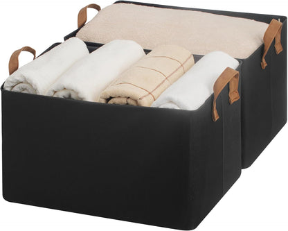 StorageWorks Storage Bins, Fabric Storage Bins for Shelves, Extra Large Storage Baskets with Metal