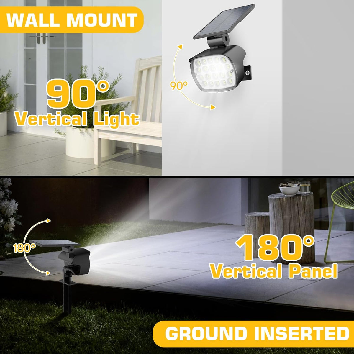 Kaxiida Solar Lights Outdoor Waterproof - 2025 Upgrade 3 Level Ultra Bright Spot Lights Uplights