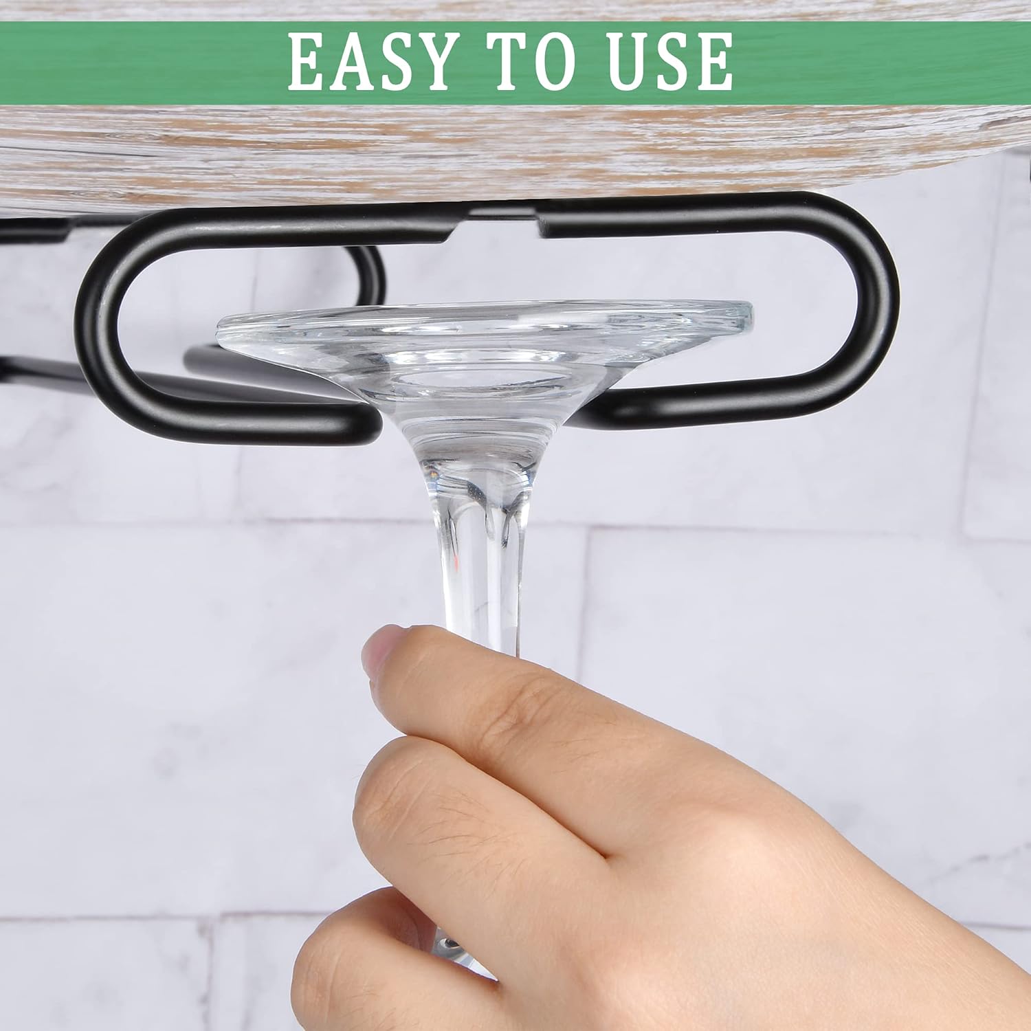 4 Pack Steamware Wine Glass Hanging Rack, Metal Stemware Holder Storage Wall Mount Under Cabinet