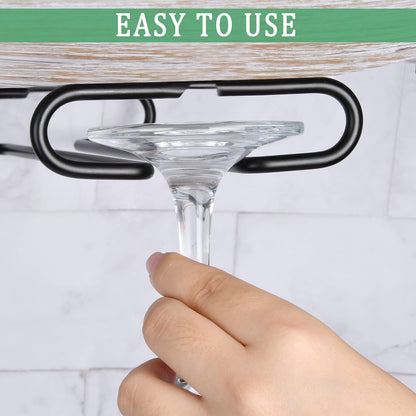 4 Pack Steamware Wine Glass Hanging Rack, Metal Stemware Holder Storage Wall Mount Under Cabinet