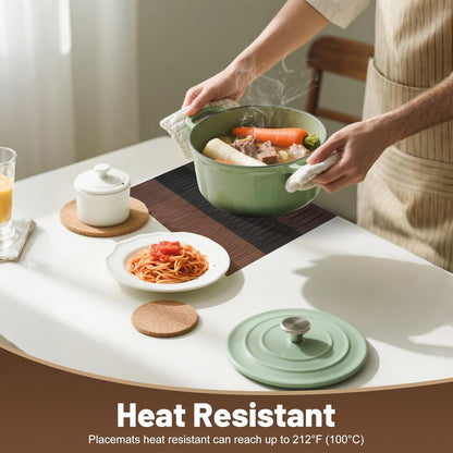 Placemats Set of 6，Non-Slip PVC Weave Table Mats Easy to Clean，Heat Resistant Place Mats for