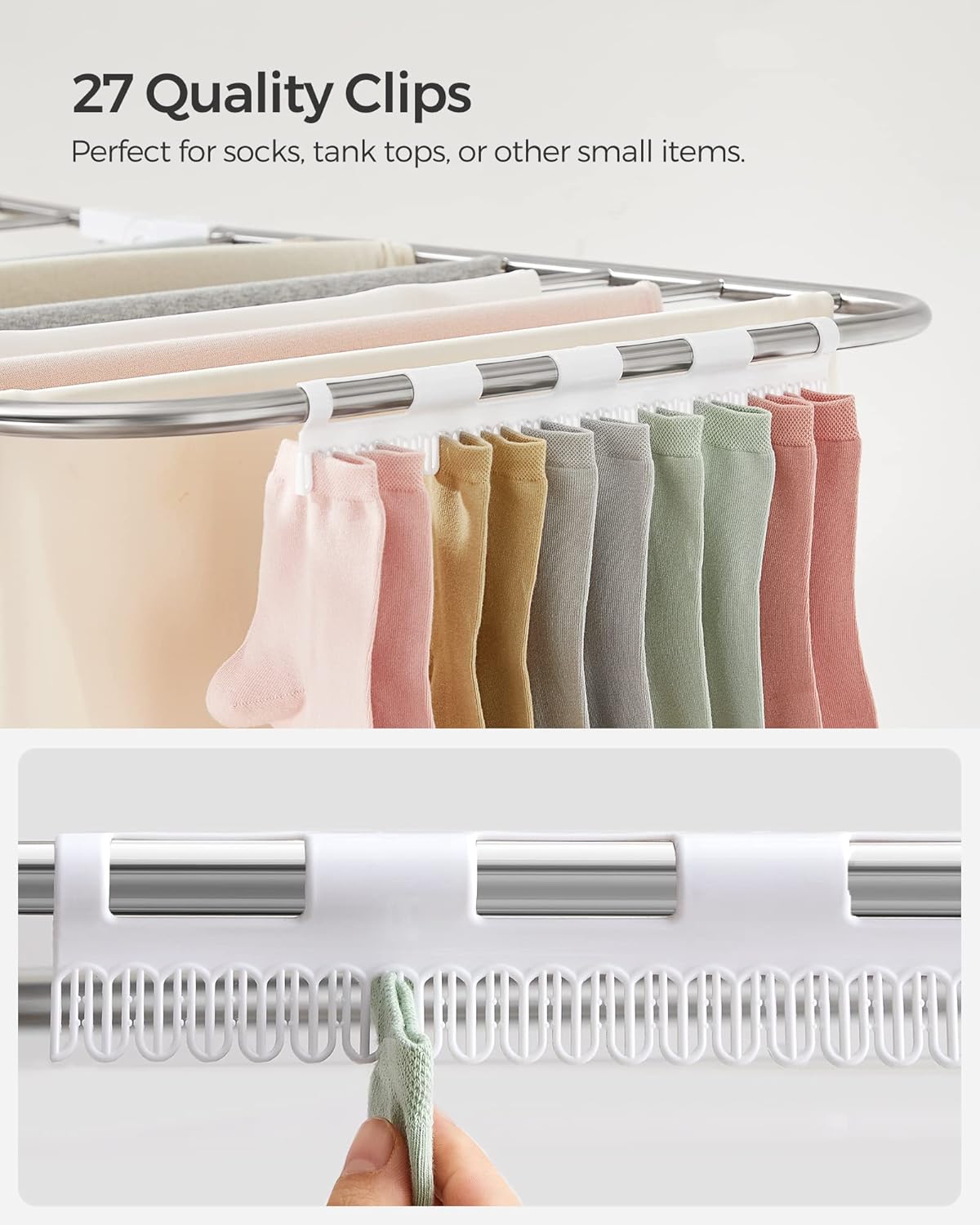 SONGMICS Clothes Drying Rack, Foldable 2-Level Laundry Drying Rack, Free-Standing Laundry Airer