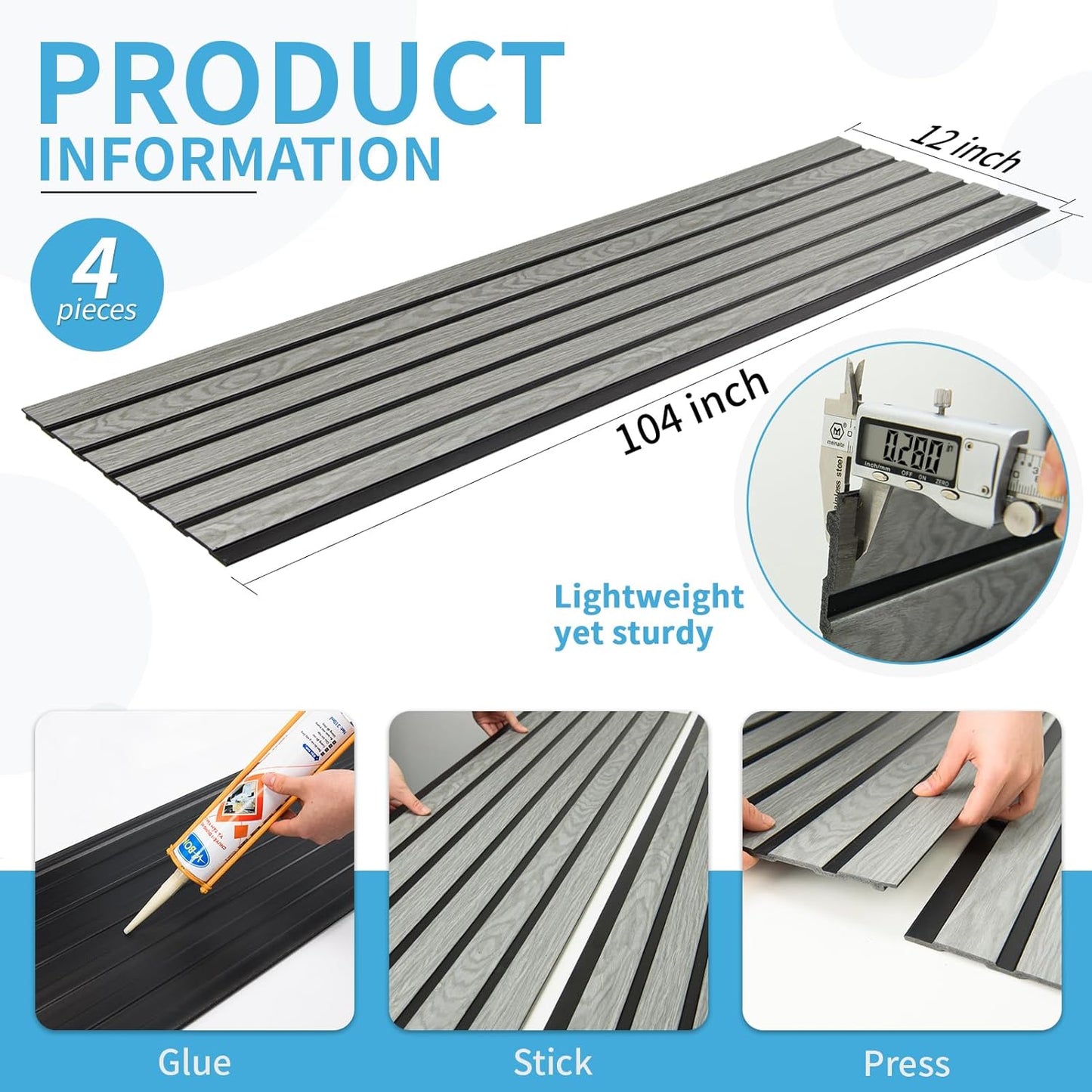 Art3d 4-Pack Glue-On Six-Grid Wainscoting Panel for Interior Wall Decor - 104 x 12 Inch Polystyrene