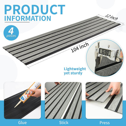 Art3d 4-Pack Glue-On Six-Grid Wainscoting Panel for Interior Wall Decor - 104 x 12 Inch Polystyrene