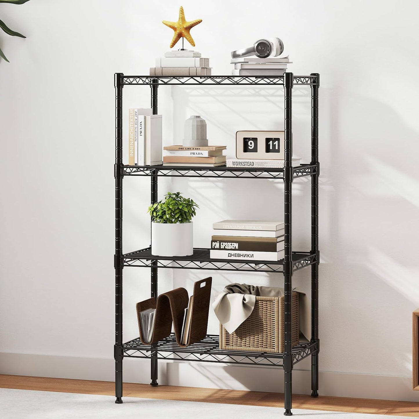 HealSmart 4-Tier Metal Wire Storage Shelves, Adjustable Standing Storage Rack Shelf, Heavy Duty