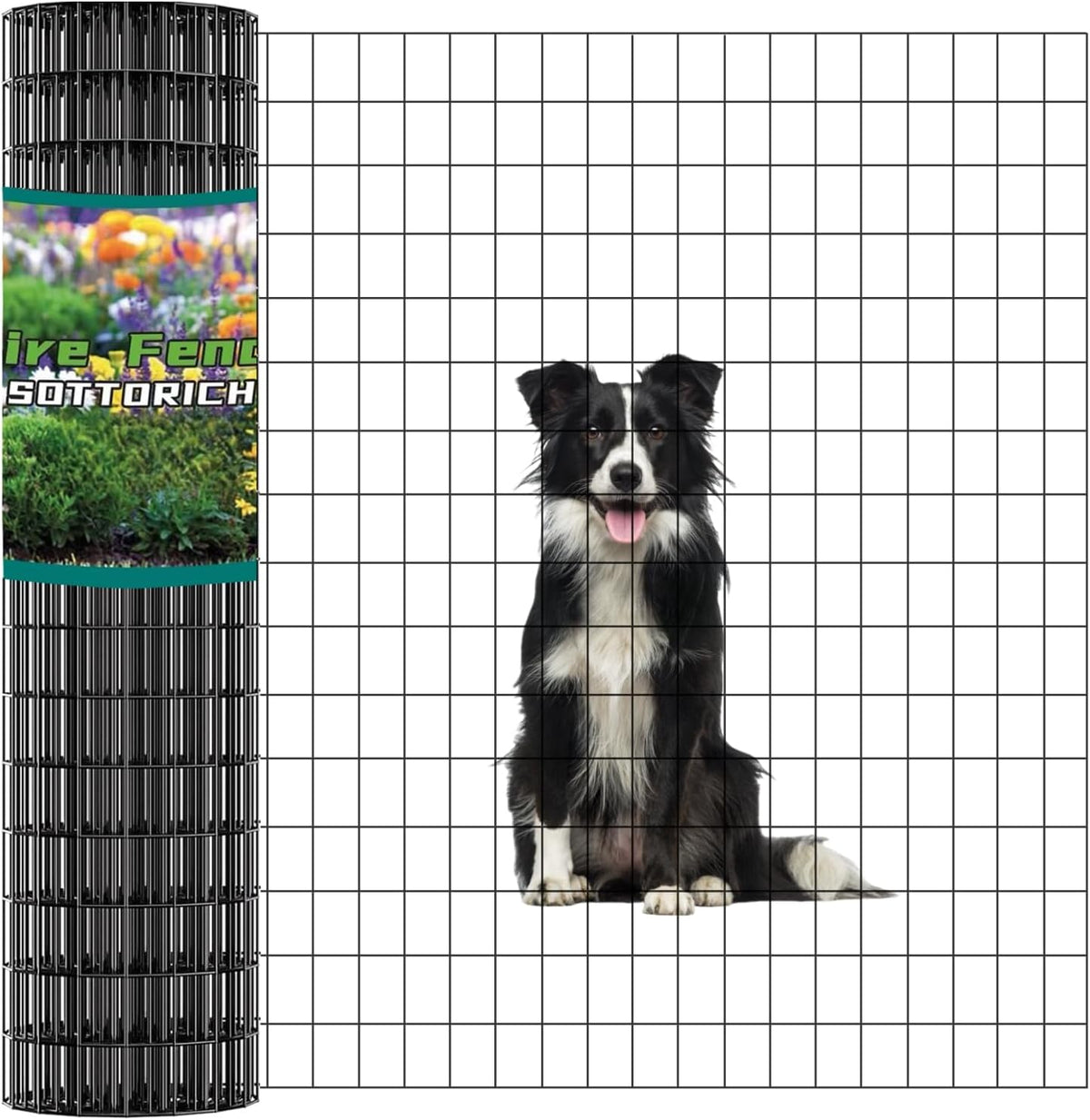 Wire Fence 36in x 50ft, 2 x 3 Inch 16GA, Garden Fence Garden Border Fencing Roll Vinyl Coating