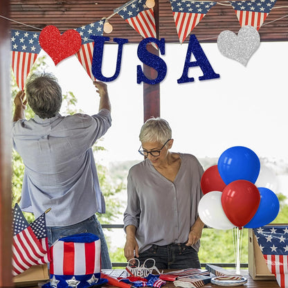 Red White and Blue Balloon Stand Centerpiece Table Decorations for 4th of July Father's Day