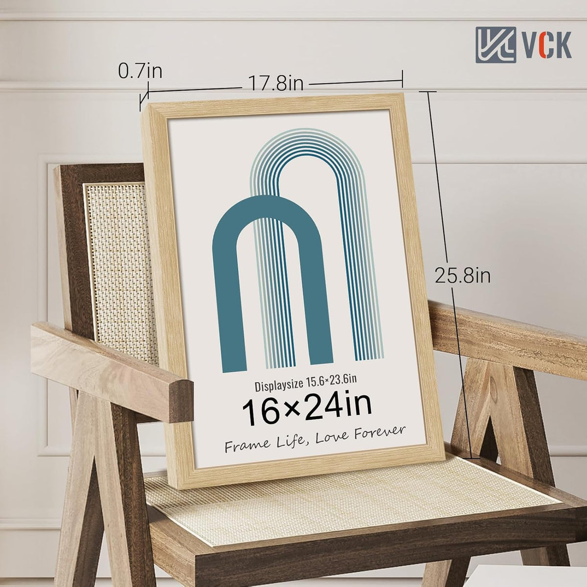 VCK 16x24 Oak Wood Frame for Poster & Picture, Natural Solid Wood Photo Frames 3 Pack, Wall Gallery