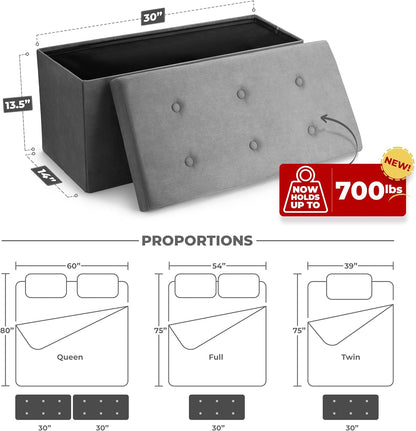 Sorbus Storage Ottoman Bench – Collapsible/Folding Bench Chest with Cover – Perfect Toy and Shoe