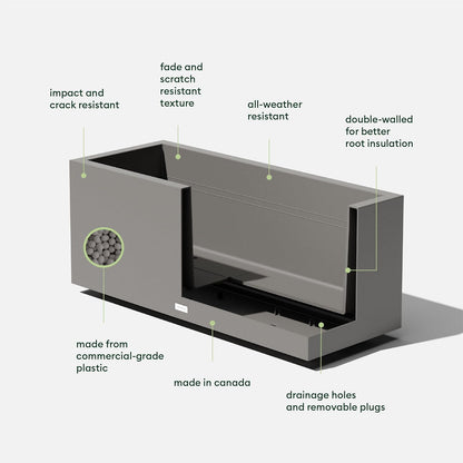 Veradek Block Series Long Box Planter - Large Rectangular Planter for Indoor or Outdoor Patio/Porch