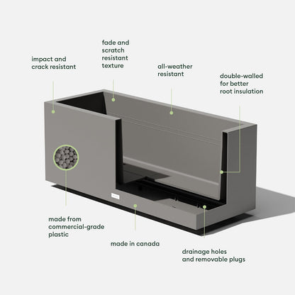 Veradek Block Series Long Box Planter - Large Rectangular Planter for Indoor or Outdoor Patio/Porch