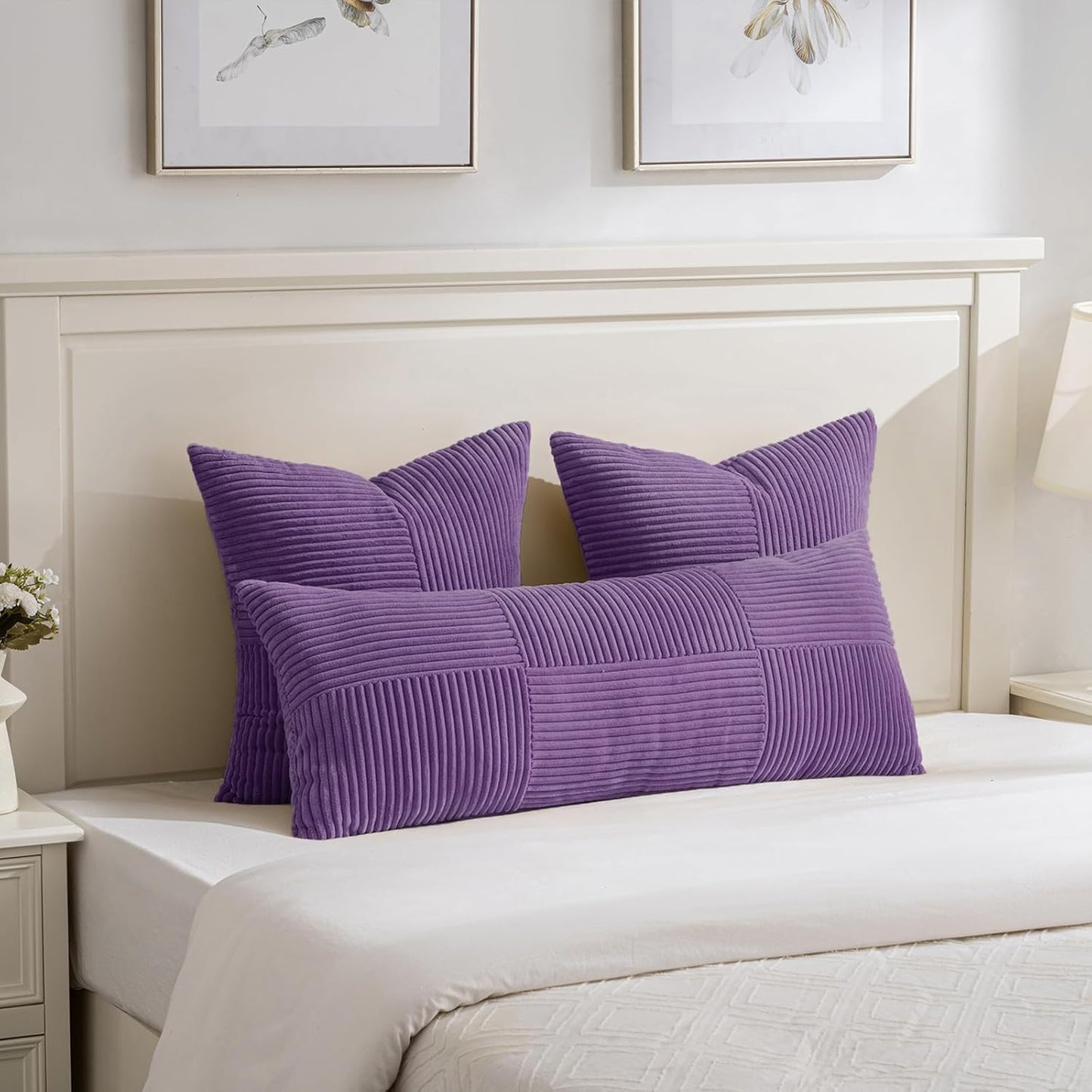Fancy Homi 2 Packs Purple Decorative Throw Pillow Covers 22x22 Inch for Living Room Couch Bed