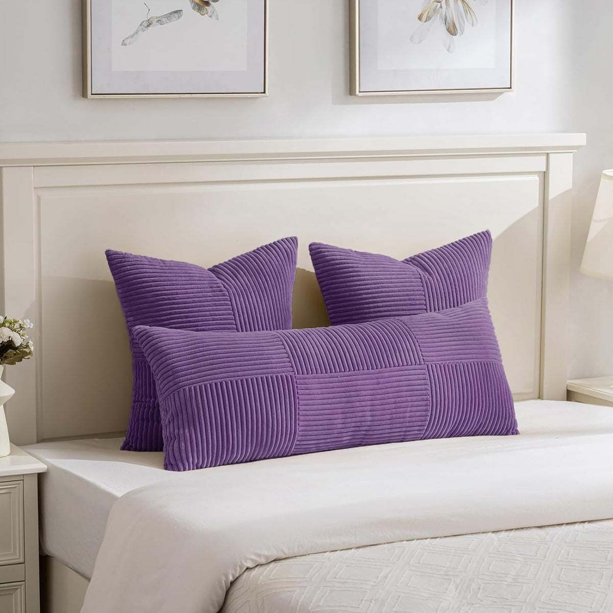 Fancy Homi 2 Packs Purple Decorative Throw Pillow Covers 22x22 Inch for Living Room Couch Bed