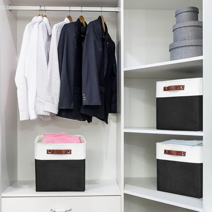 Collapsible Fabric Storage Cubes 11x11 Cube Storage Bins, 4 Pack Closet Baskets Box with Handles