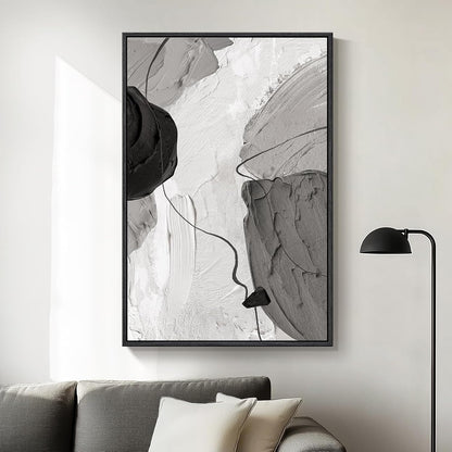 Framed Black and White Abstract Canvas Wall Art, Large Modern Art Prints Paintings Artwork for