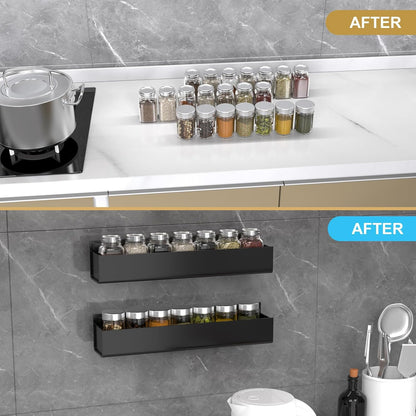 PMMASTO Adhesive Acrylic Spice Rack Organizer for Wall with Nano Double Sided Tape, Spice Shelf