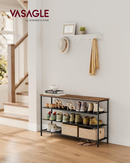 VASAGLE Shoe Rack, 4-Tier Shoe Storage Organizer for Entryway and Closet, Holds 15-18 Pairs of