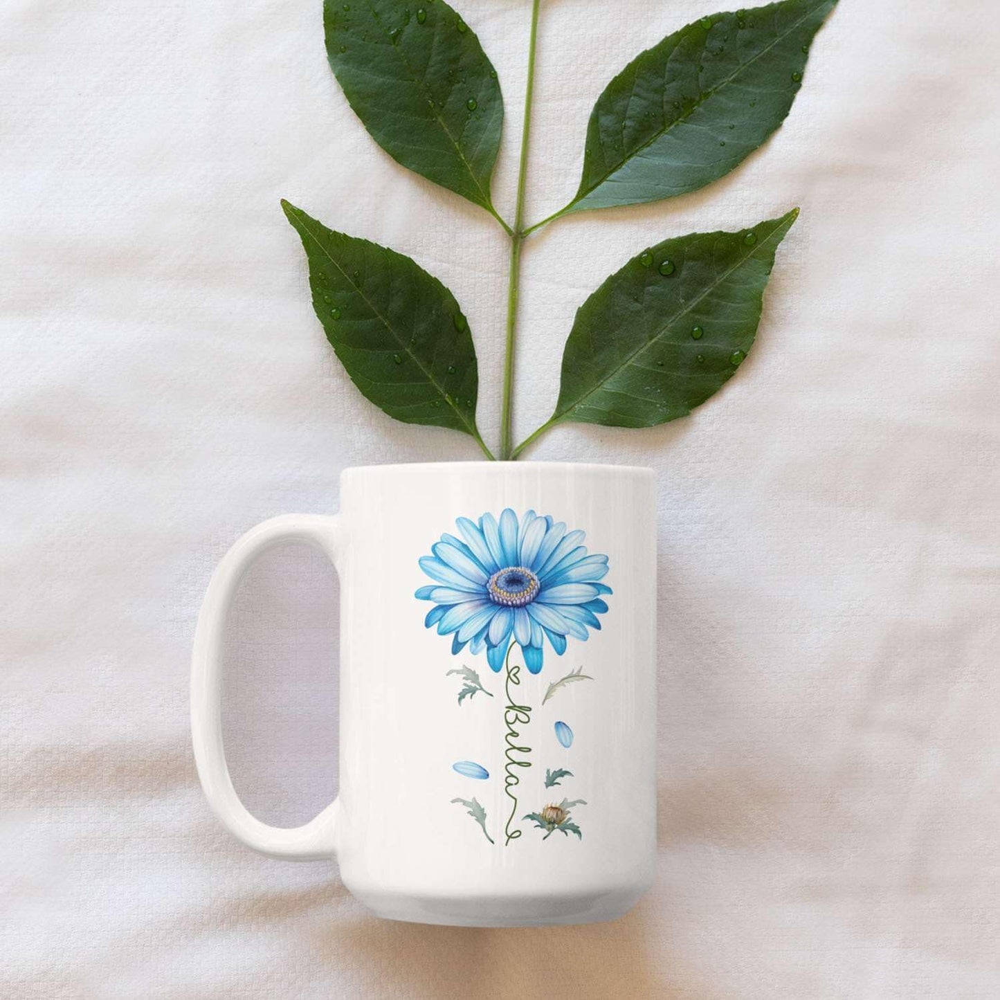 Adorable Gerbera Daisy Flower Mug, Customized Flower Themed Cup With Name, Novelty Daisy Flower