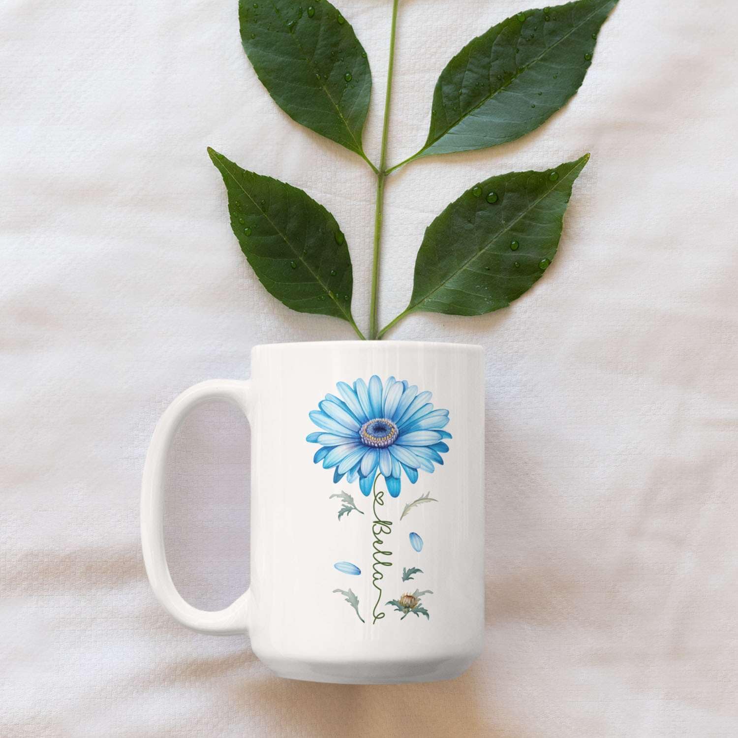 Adorable Gerbera Daisy Flower Mug, Customized Flower Themed Cup With Name, Novelty Daisy Flower