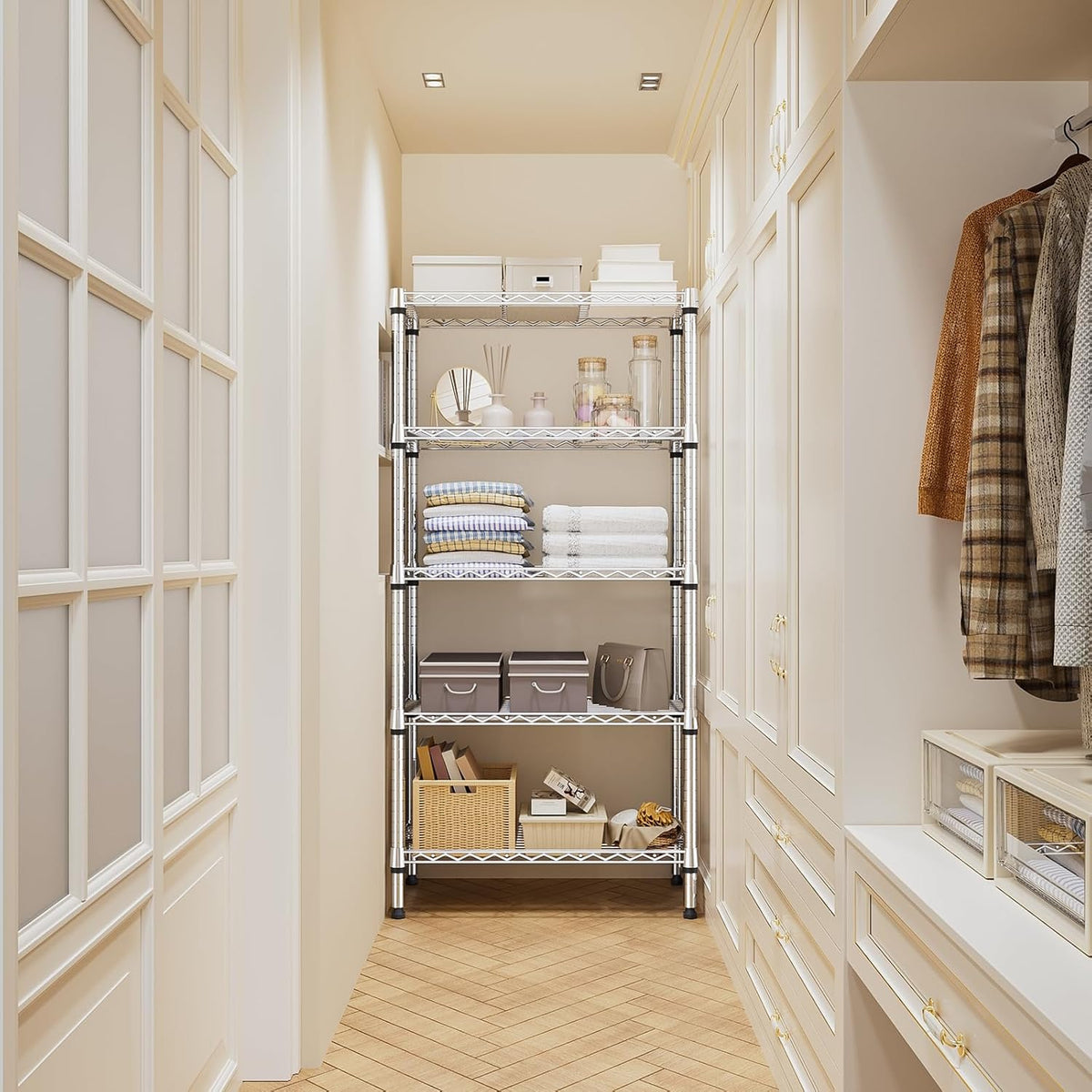 1250 lbs 5 Tier Shelf Metal Storage Shelves Shelving Wire Rack Heavy Duty Closet Organizers for