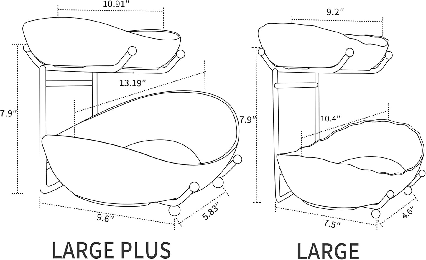 HBlife Extra Large Fruit Basket for Kitchen Counter - 2 Tier Ceramic Fruit Bowl with Metal Stand