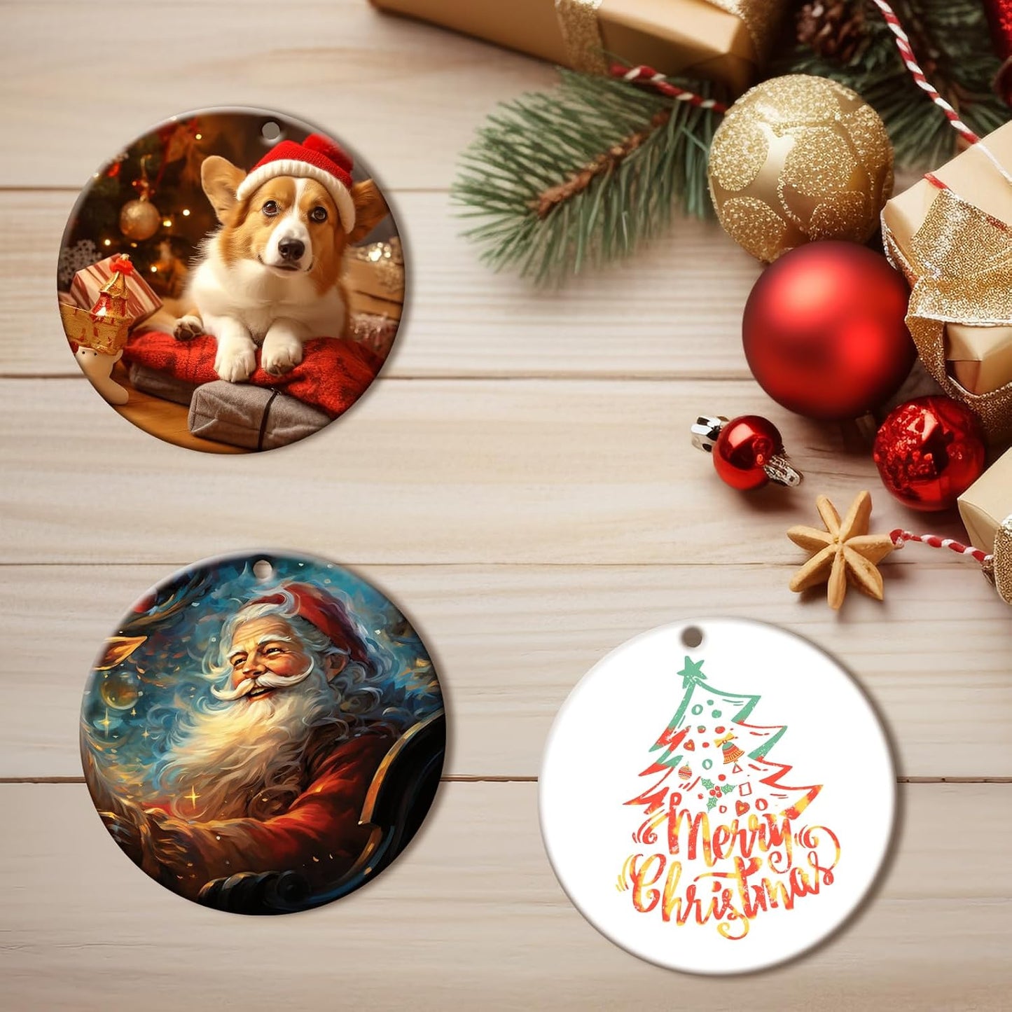 50 PCS Sublimation Ceramic Ornament Blank Round Two-Sided Printed White Ceramic Decoration Handmade